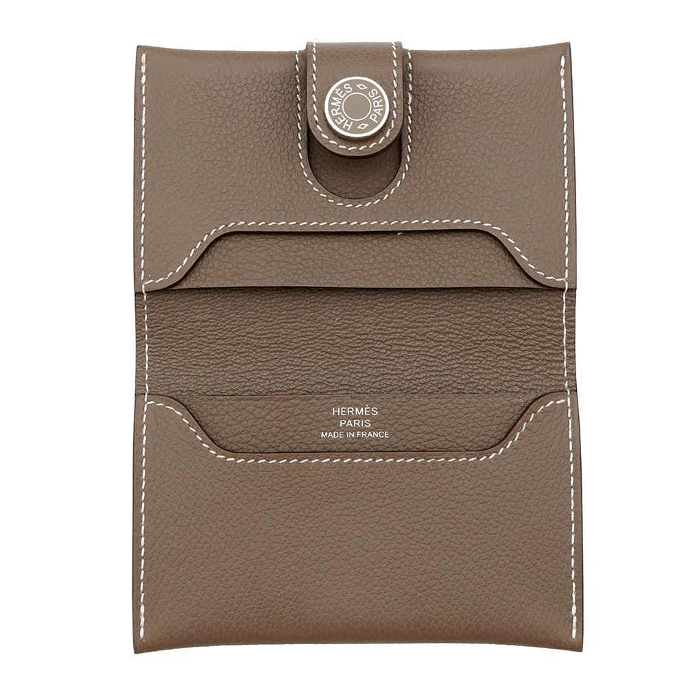 エルメス カードケース RMS エトゥープ/シルバー金具 エバーカラー K