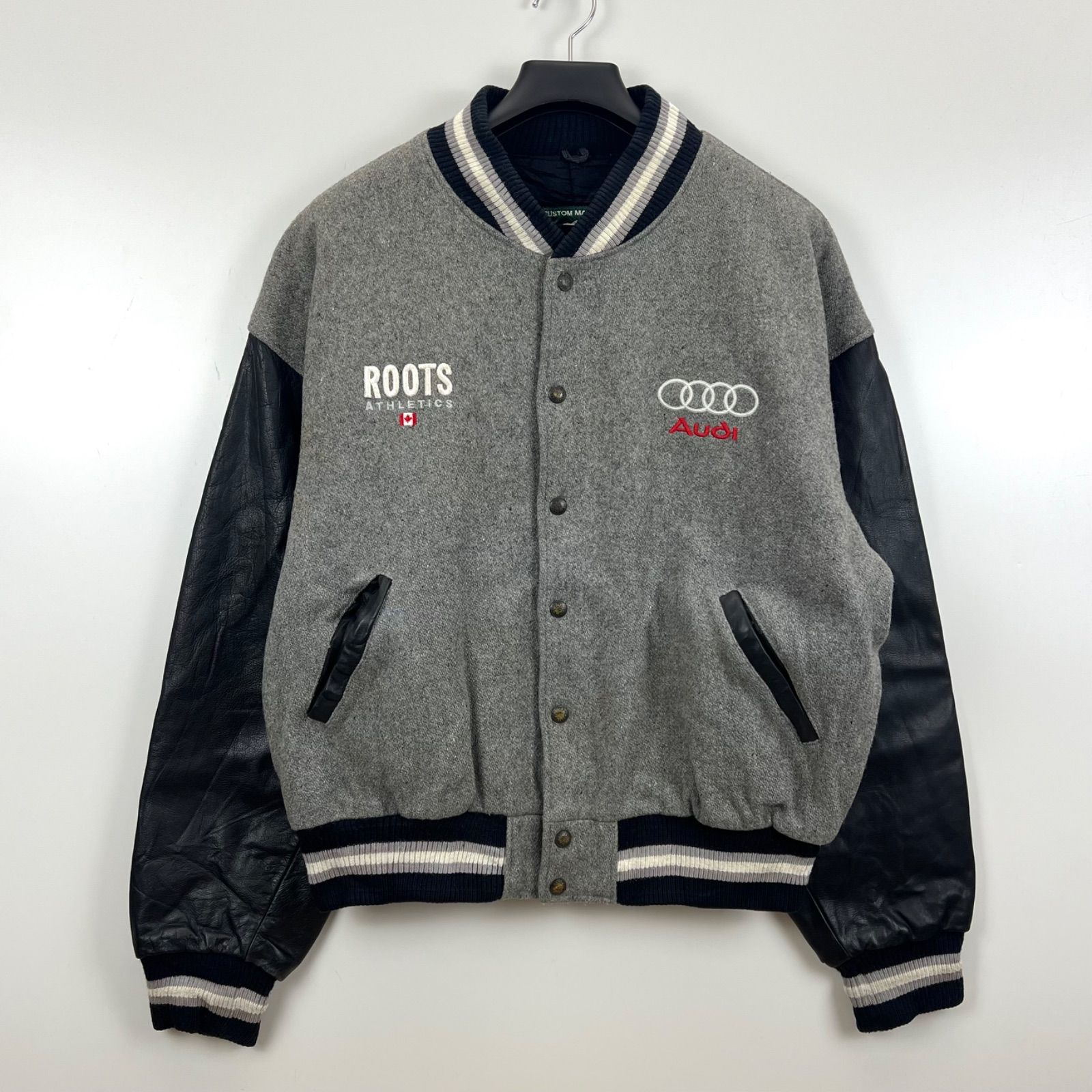 ROOTS CANADA vintage Audi varsity jacket leather XL カナダ製 