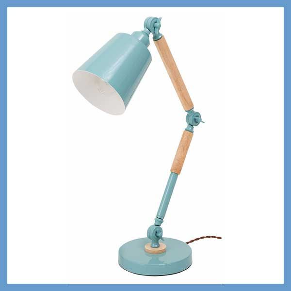 ＰＯＰな と天然木 ラバーウッド のデスクアームライト 可動ジョイント3ヶ所 W 17 D 29 50 H 82 37 cm 中間スイッチ式 No 755 ライトブルー