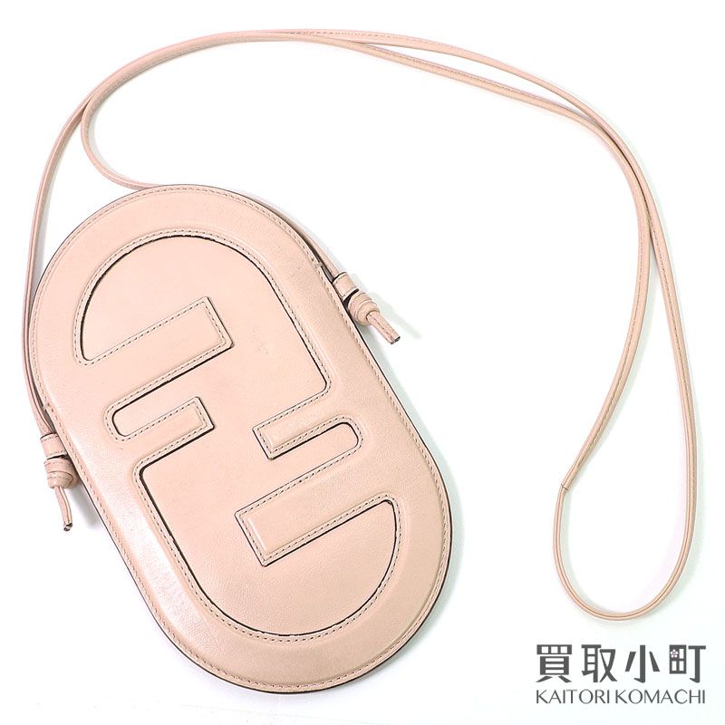 フェンディ フォンホルダー オーロック FF ベージュ レザー ショルダー
