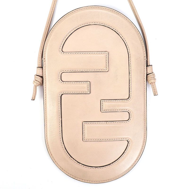 フェンディ フォンホルダー オーロック FF ベージュ レザー ショルダー