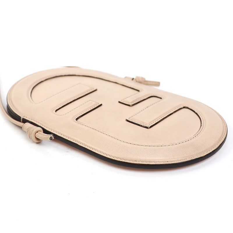 フェンディ フォンホルダー オーロック FF ベージュ レザー ショルダー