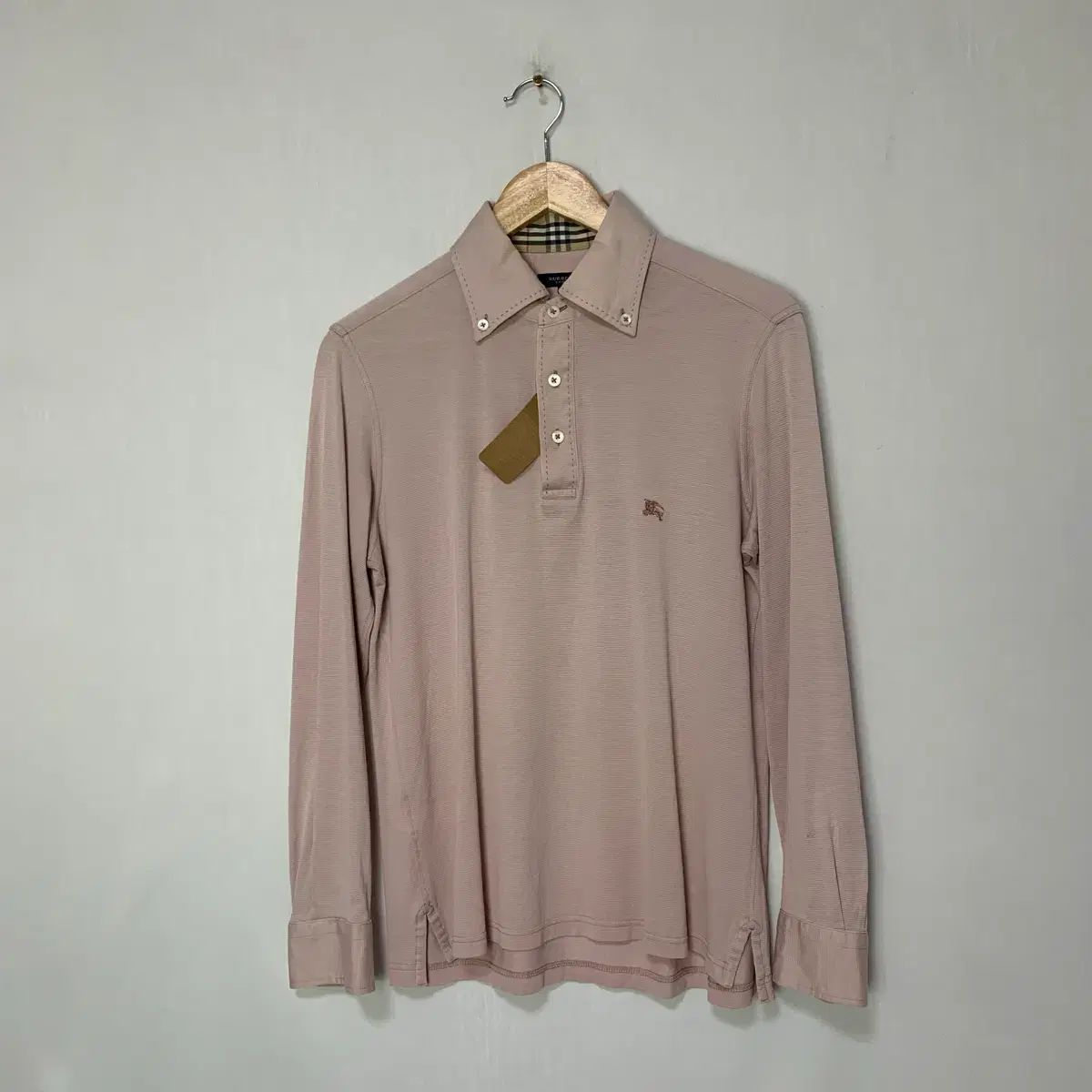 バーバリー ロンドン ヴィンテージ ピンク 長袖 カラ Tシャツ M ロングスリーブ