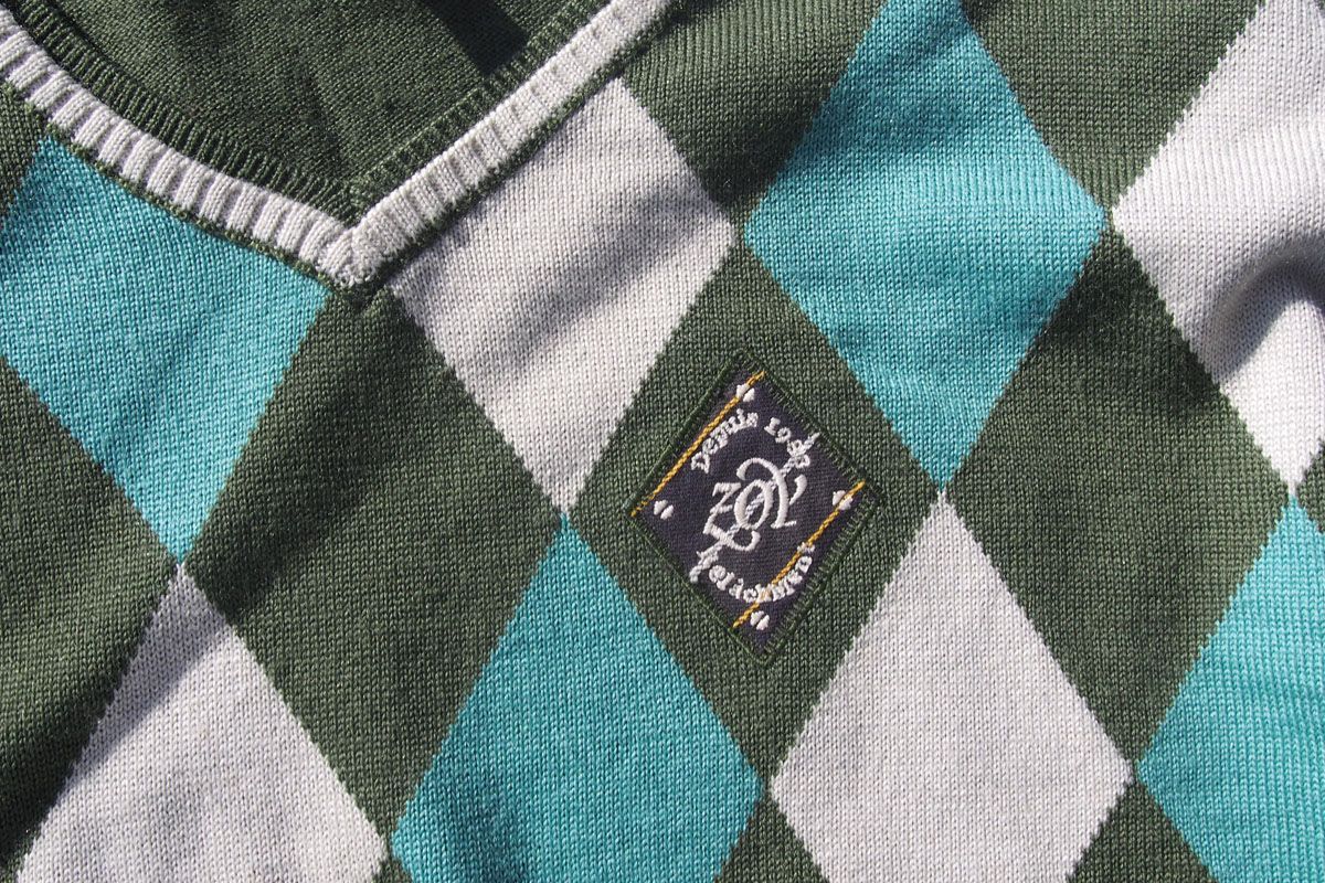 中古】ゾーイ｜ZOY｜Vネックアーガイル柄ゴルフセーター｜メンズゴルフ