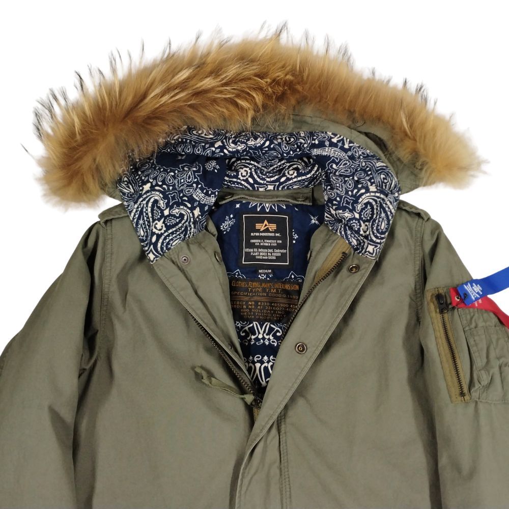 TMT×ALPHA M-51 モッズコート カーキ バンダナライナー Lサイズ TMT ティーエムティー × ALPHA INDUSTRIES M-51 JKT バンダナライナー
