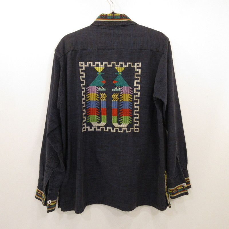 VINTAGE衣料 ヴィンテージイリョウ 長袖シャツ グアテマラシャツ ネイビー 101