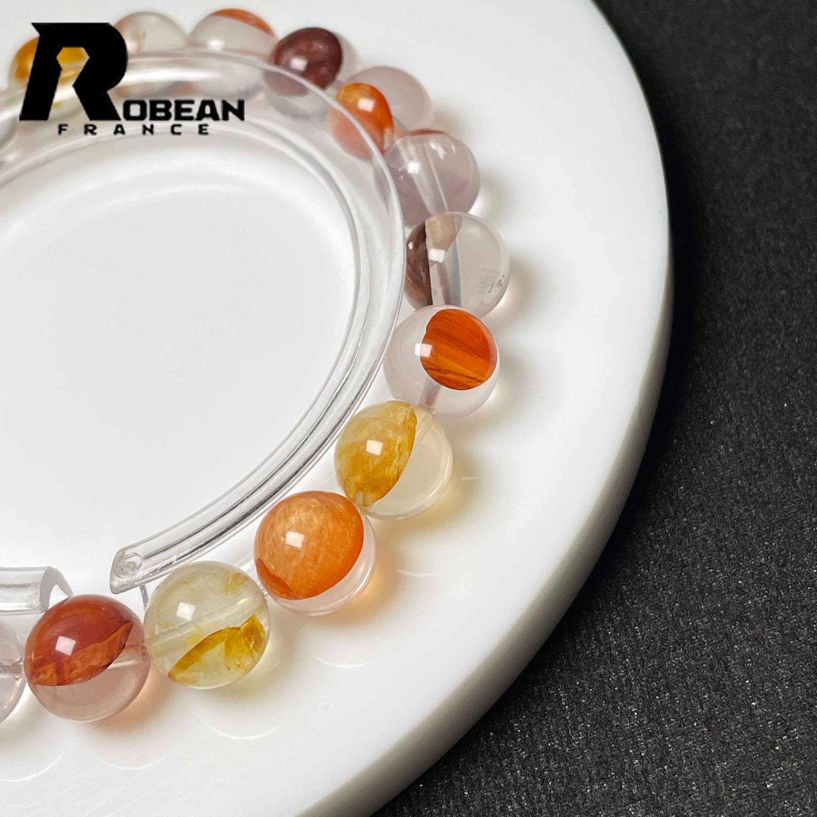 【限定一点】上級 EU製 ★ROBEAN・オーロラクォーツ★パワーストーン ブレスレット 天然石 原石 綺麗 お守りプレゼント 8.7-9.2mm M1127107