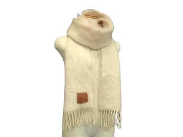 LOEWE ロエベ マフラー アナグラム アイボリー モヘヤ50% ウール48