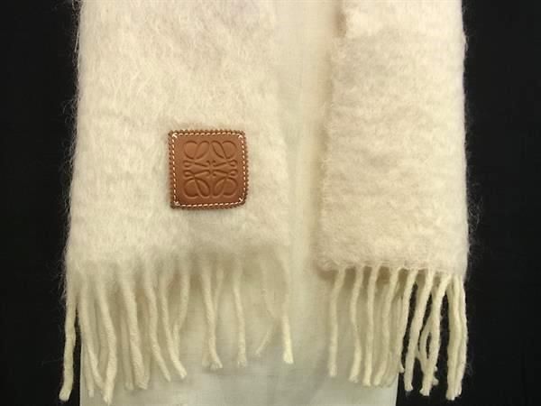 LOEWE ロエベ マフラー アナグラム アイボリー モヘヤ50% ウール48