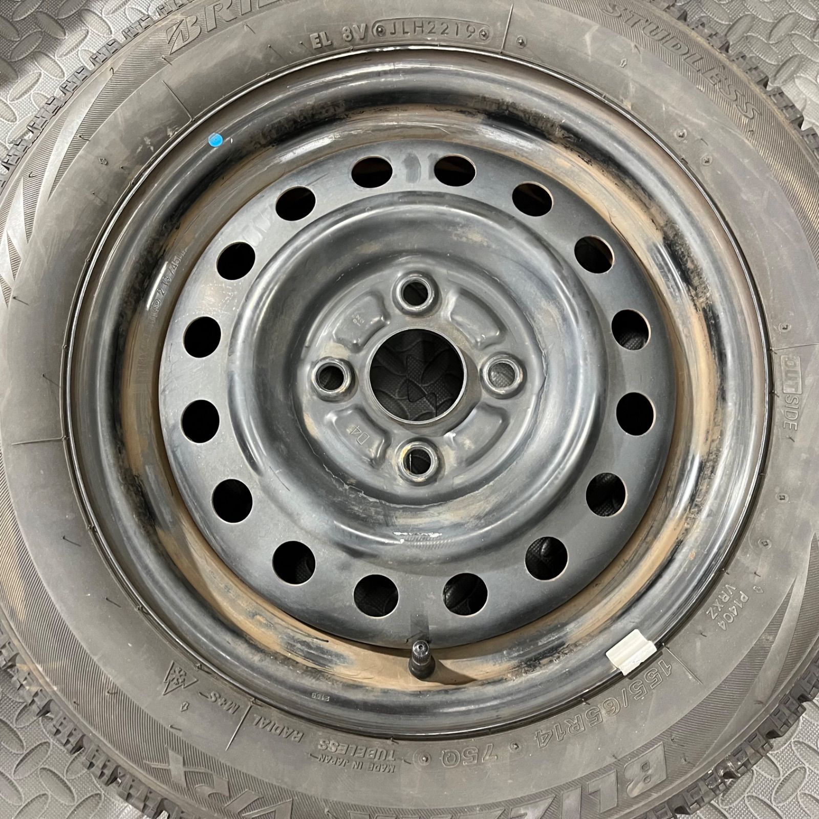  19年製 155 65 R 14 ブリヂストン VRX ダイハツ タント ムーヴ ミラ コンテ スタッドレスタイヤ 冬タイヤ 1268 E 14インチ タイヤ ホイールセット