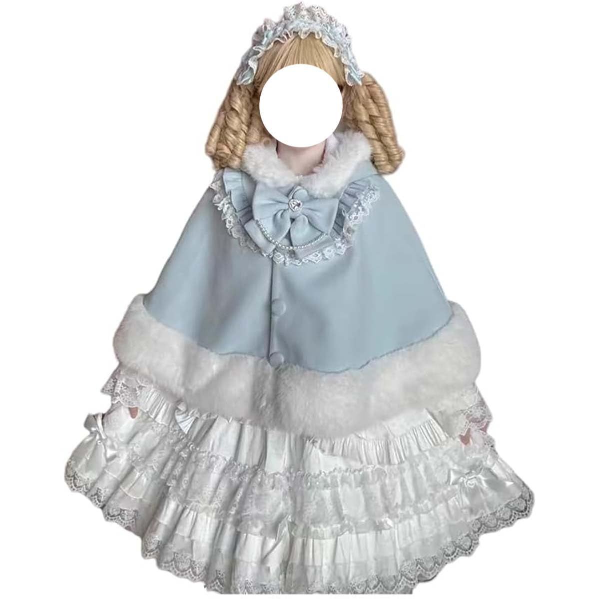 ポンチョコート 猫耳 マントコート レディース 地雷系 服 冬 アウター 厚手 リポン付き 暖かい フード付き ゆったり ケープコ