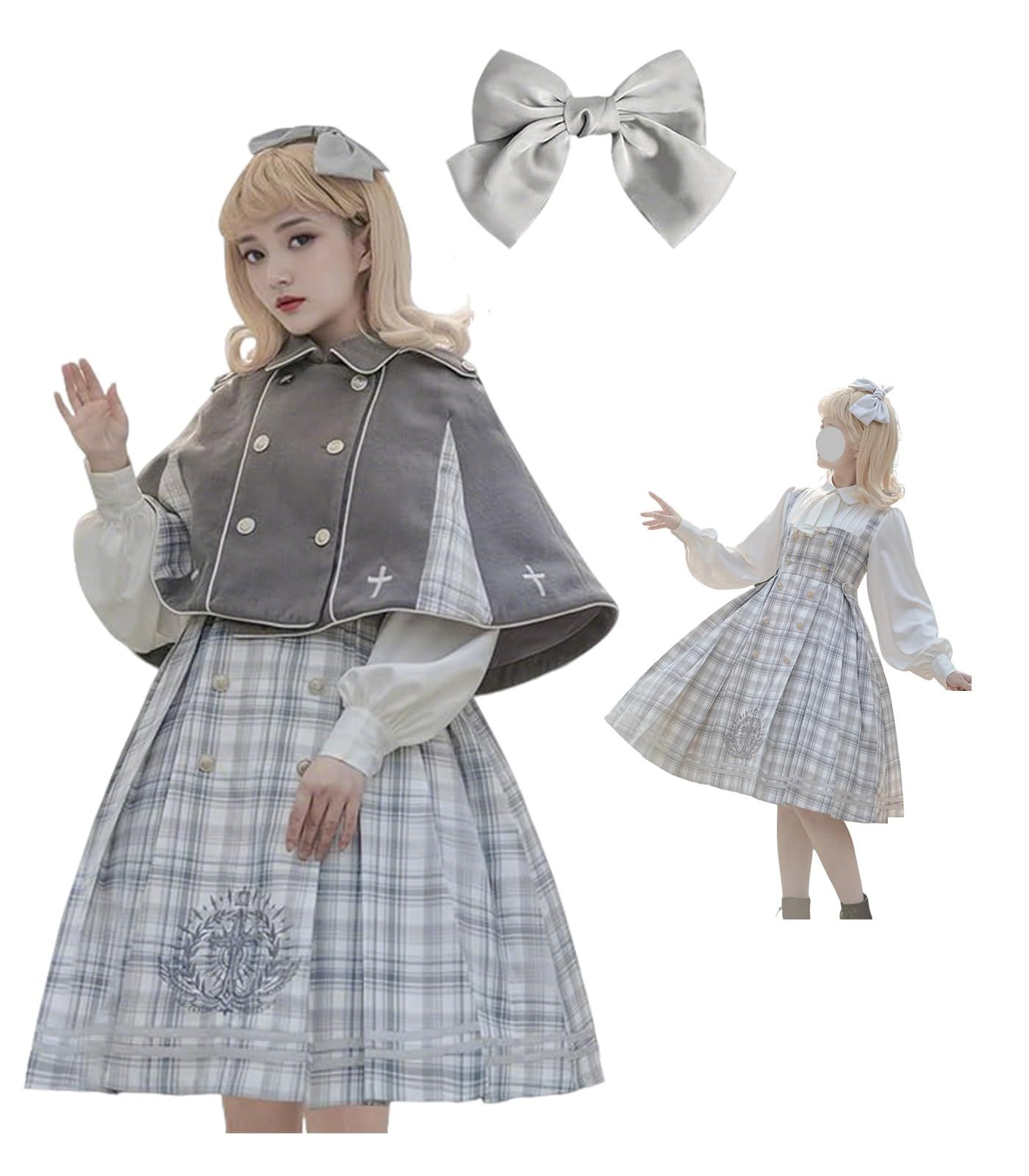 ワンピース ロリータ 長袖 制服 コスプレ 探偵 大きいサイズ 女装 森ガール 学園 服 jk セット cosplay loli