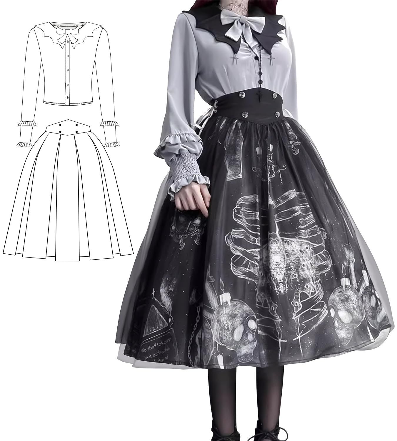 ロリータ ワンピース ゴスロリ 衣装 アニメ コスプレ ボリューム袖 大きいサイズ 森ガール 甘ロリ 女装 メイド ハロウ