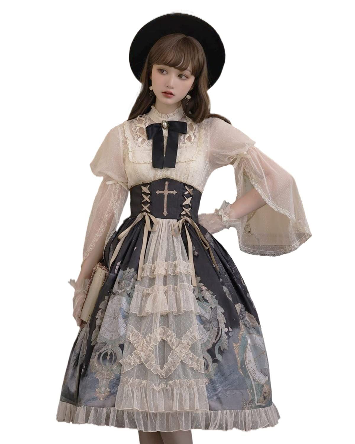 ロリータ ゴスロリ ワンピース 衣装 キャミソールスカート コスプレ アニメ リボン ピンク 大きいサイズ 森ガール 甘ロ