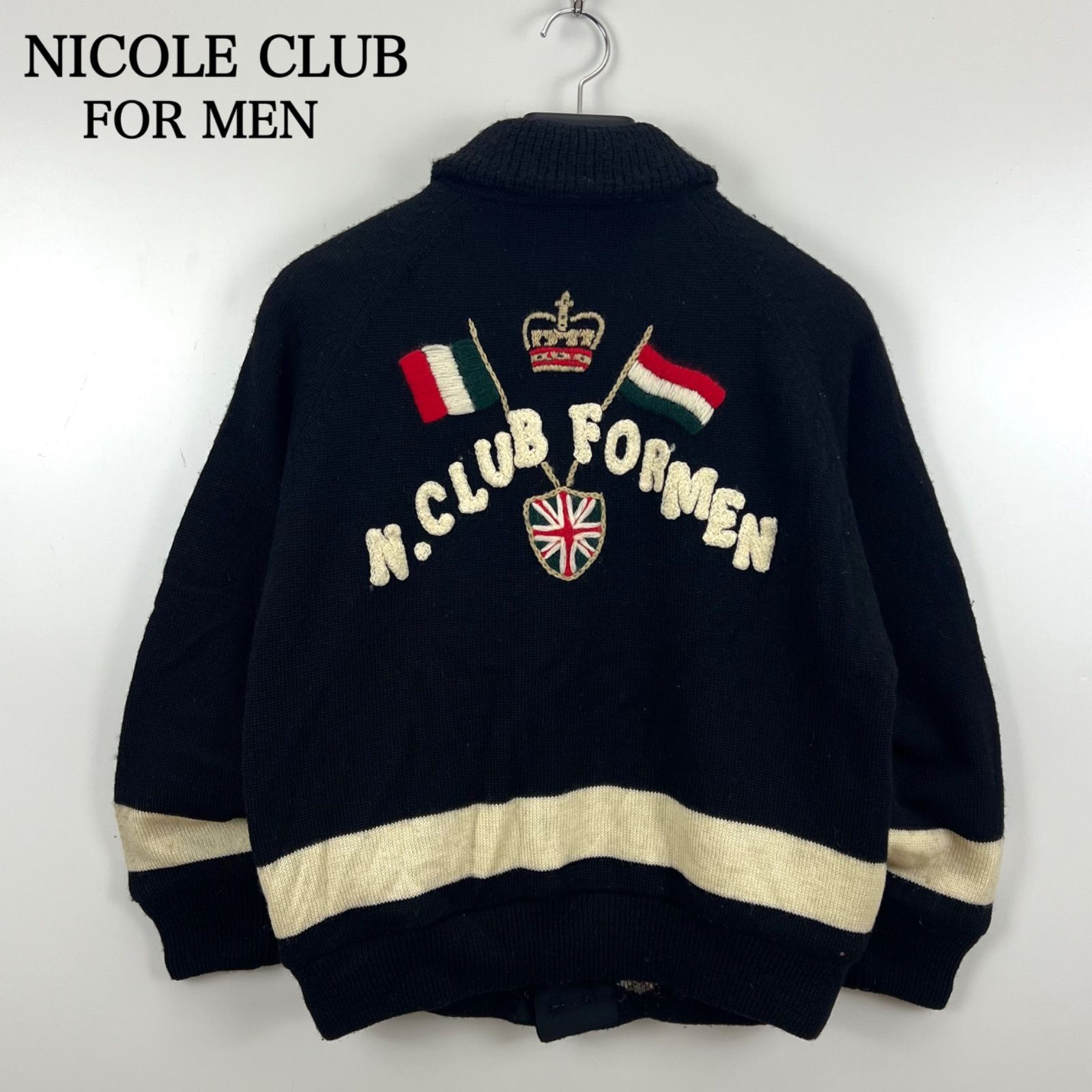 NICOLE CLUB FOR MEN 80s archive reversible knit × swing top jacket 