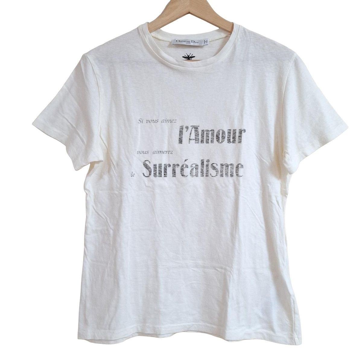 DIOR ChristianDior ディオール クリスチャンディオール 半袖Tシャツ サイズM レディース - アイボリー×黒 クルーネック