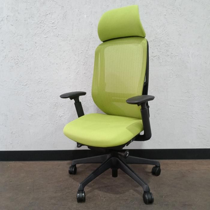 オカムラ シルフィー オフィスチェア 肘あり C 68 AXS-FMP 5 製 グリーン エクストラハイバック メッシュタイプ アジャストアーム付 ランバーサポート付 ナイロンキャスター ワークチェア デスクチェア OAチェア チェア イス 椅子