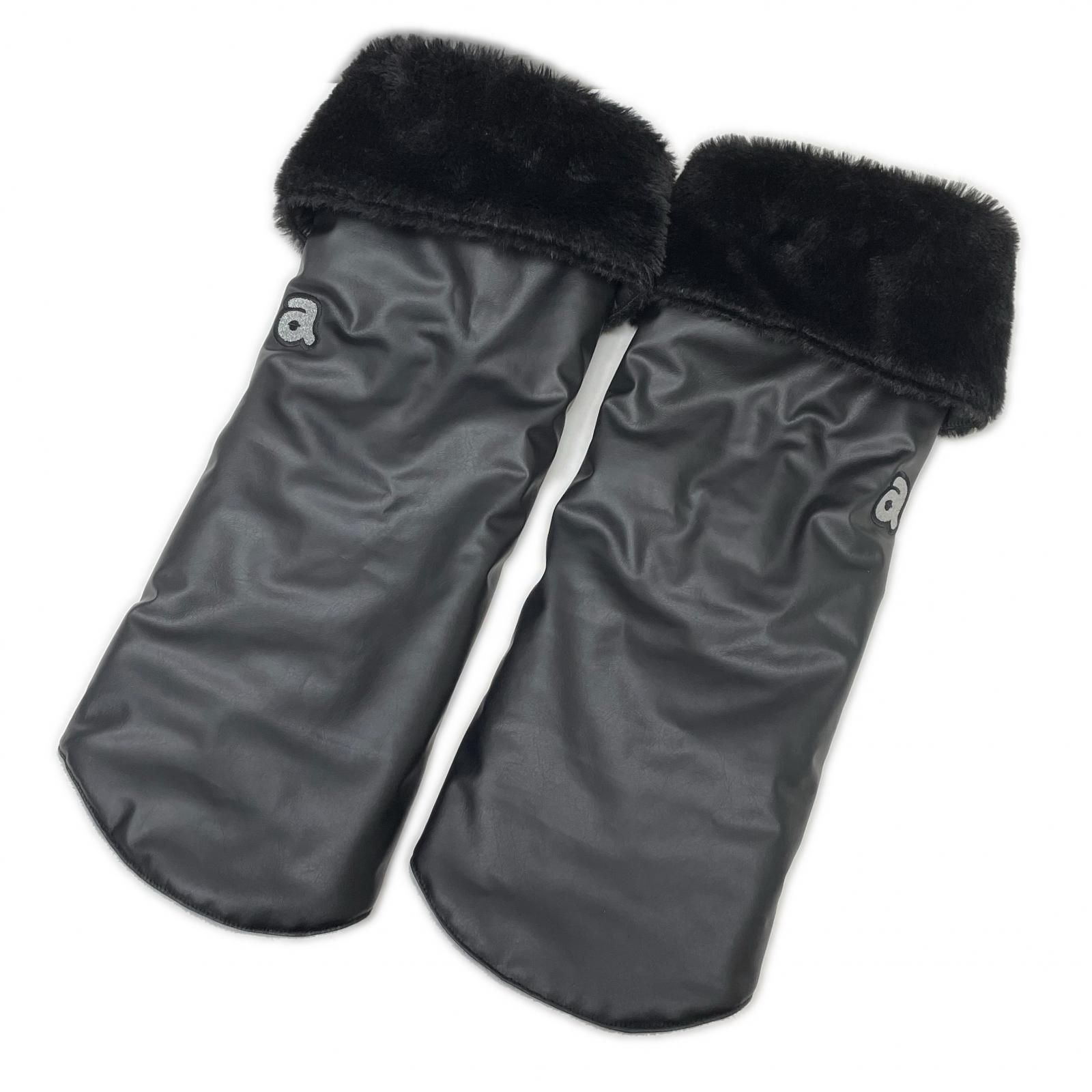 レディース アルチビオ archivio レッグウォーマー フリー 黒 ブラック フェイクレザー 履き口ファー 内側フリース