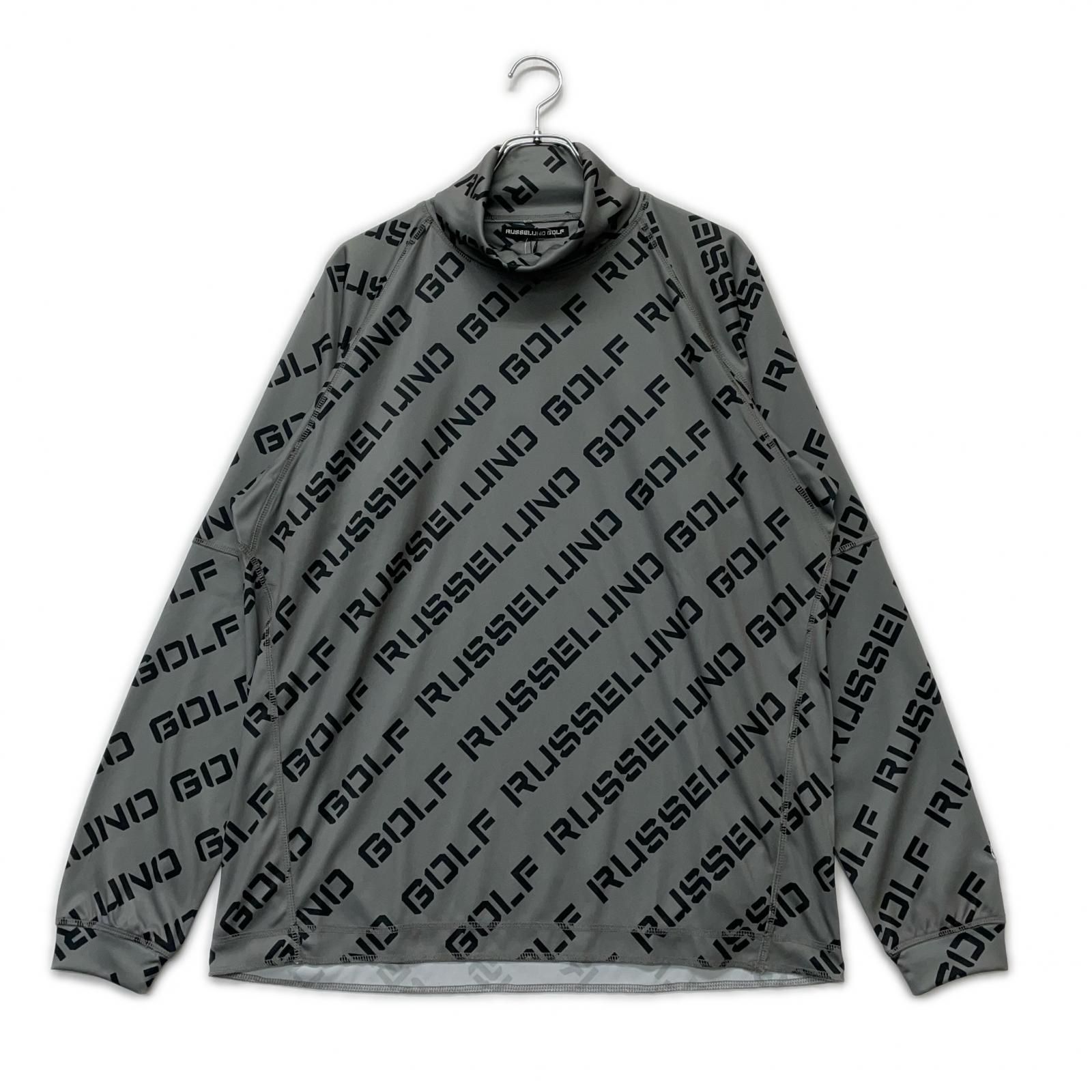 メンズ ラッセルノ 長袖シャツ 6 LL カーキ タートルネック ロゴ総柄 ルチャ刺繍