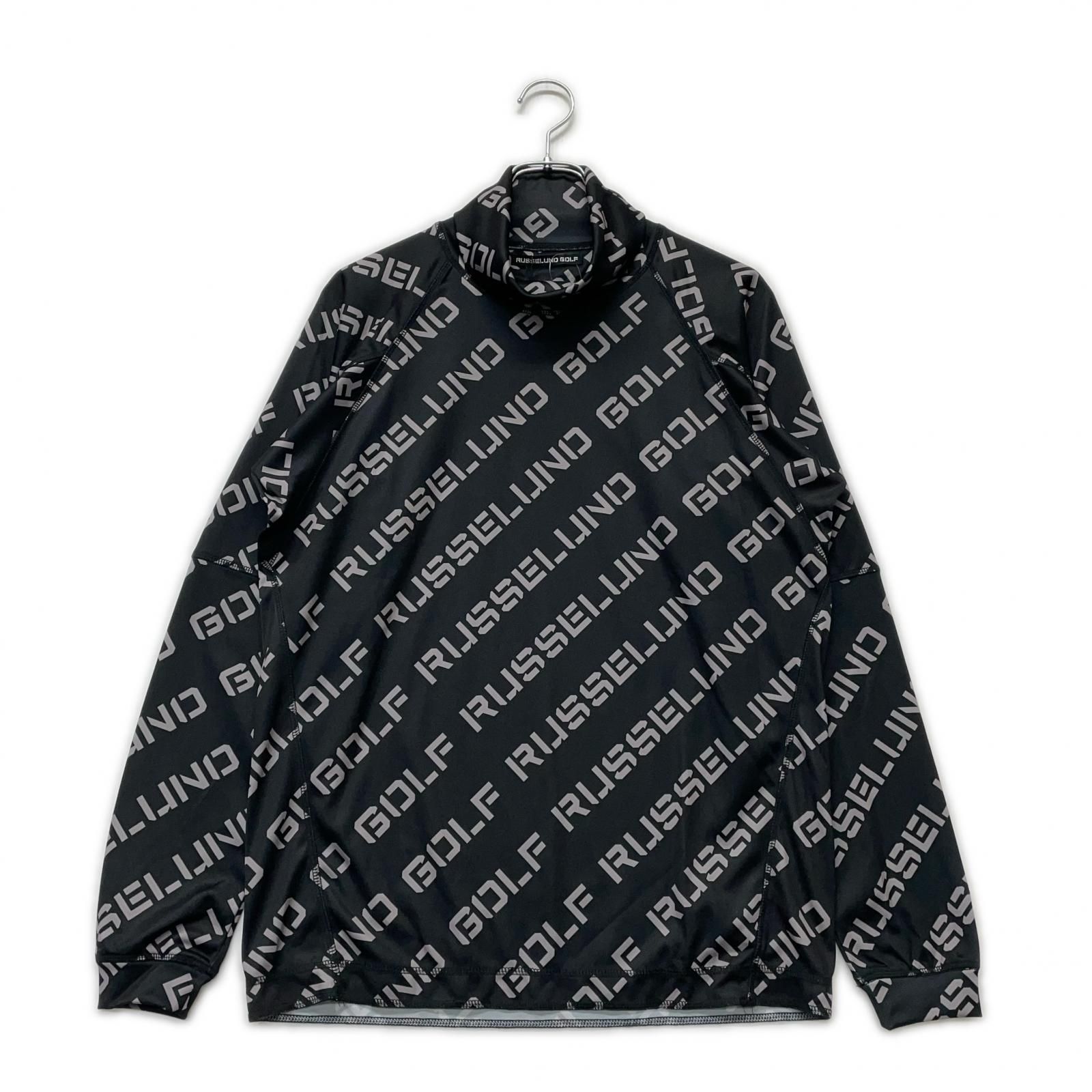 メンズ ラッセルノ 長袖シャツ 4 M ブラック タートルネック ロゴ総柄 ルチャ刺繍