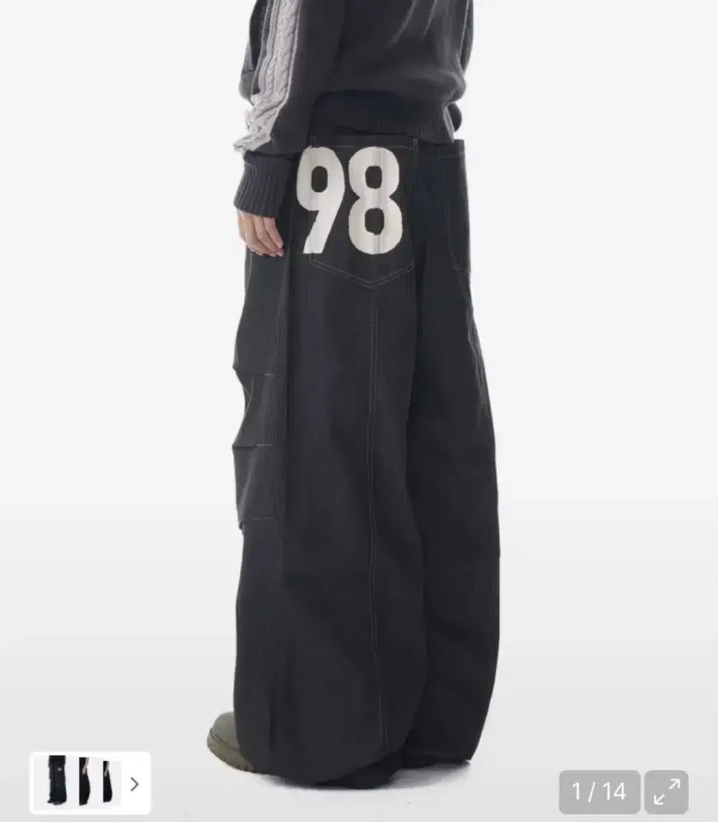 アッカム 98 ピンタック デニム パンツ ブラック 1 サイズ