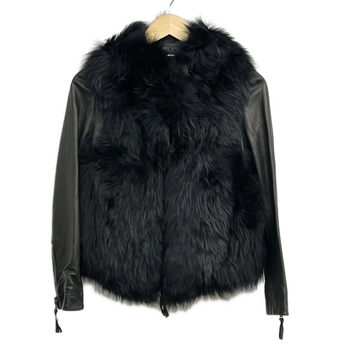 ダイアグラム ライダースジャケット サイズ3 38 レディース 黒 長袖 レザー ムートン ジップアップ ムートンベストセット 秋 冬