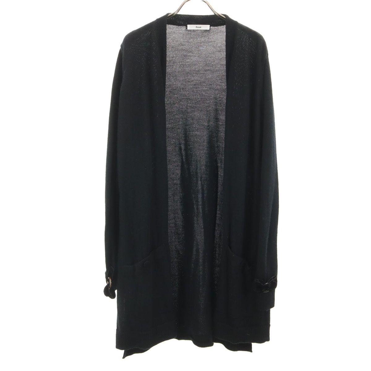 Rene ルネ 日本製 長袖 ロング ニットカーディガン 38 ブラック レディース Rene ルネ 日本製 長袖 ロング ニットカーディガン 38 ブラック