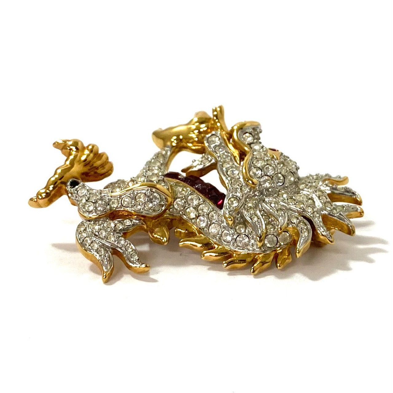 M【SWAROVSKI】ドラゴン ブローチ ゴールド/金カラー クリスタル