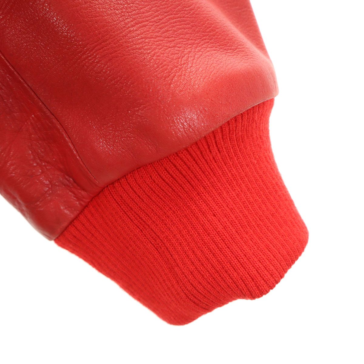 PINK HOUSE ピンクハウス ワッペン 牛革レザー切替 スタジャン レッド ジャケット レディース PINK HOUSE ピンクハウス ワッペン 牛革レザー切替 スタジャン レッド