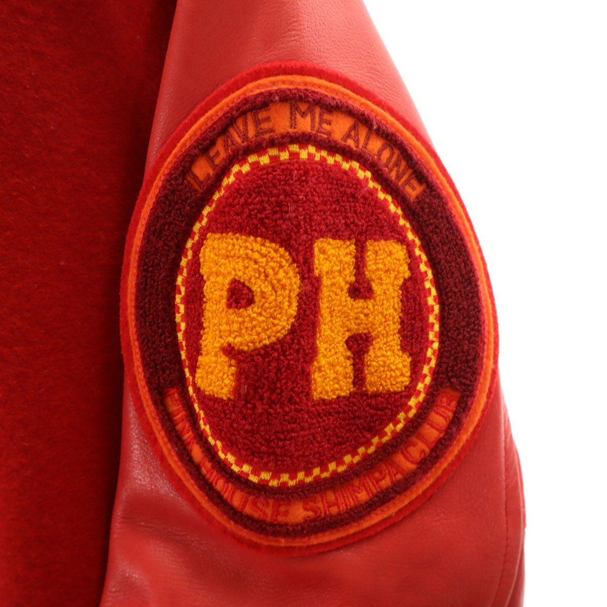 PINK HOUSE ピンクハウス ワッペン 牛革レザー切替 スタジャン レッド