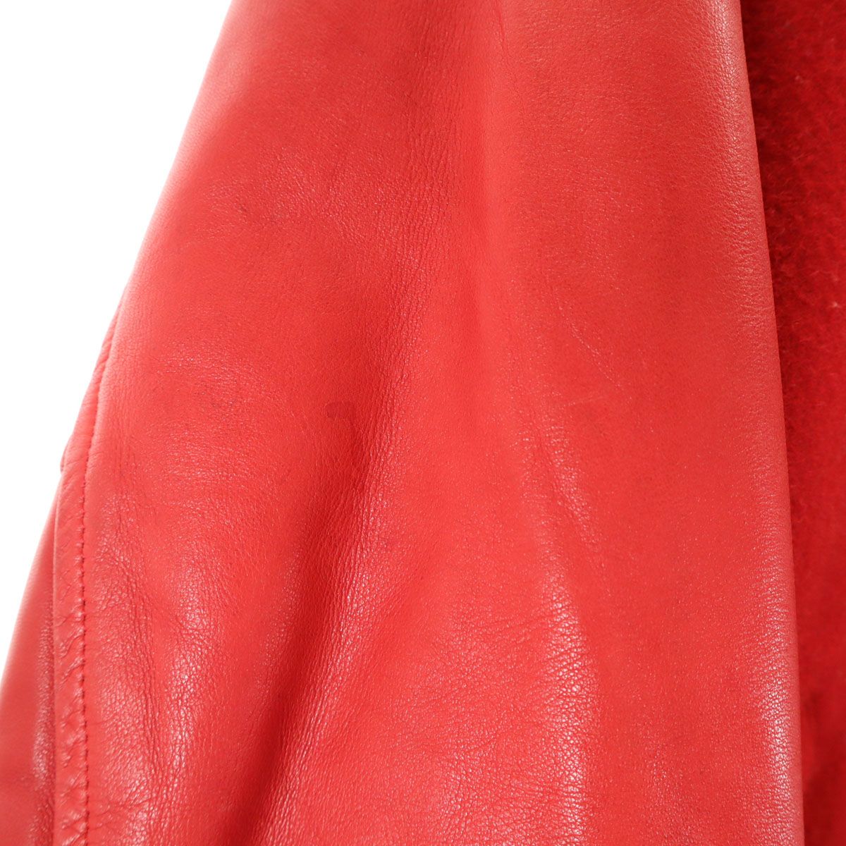 PINK HOUSE ピンクハウス ワッペン 牛革レザー切替 スタジャン レッド