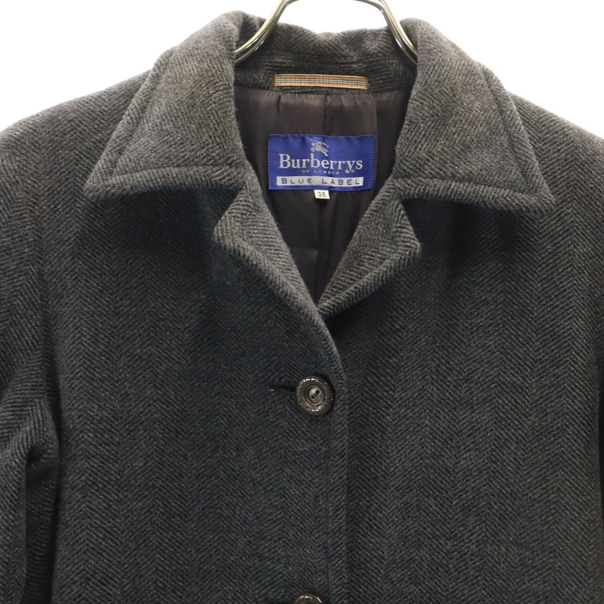 Burberrys OF LONDON BLUE LABEL系 バーバリーズ オブ ロンドン ブルーレーベル 90s オールド ウールコート 38 レディース Burberrys OF LONDON BLUE LABEL系 バーバリーズ オブ ロンドン ブルー