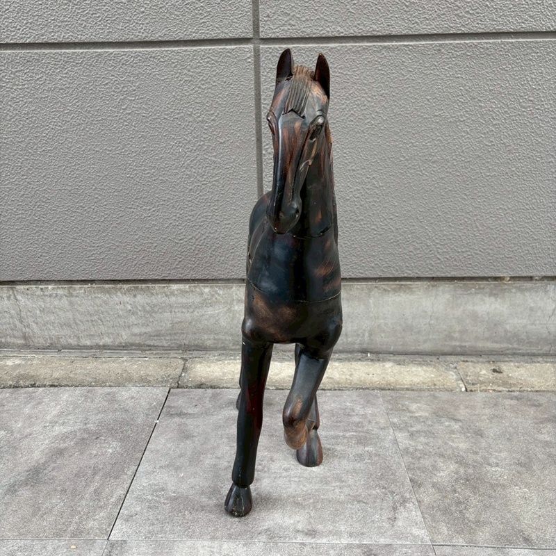 木製 馬 置物 高さ64cm ウッド ヴィンテージ オブジェ 縁起物 干支 午