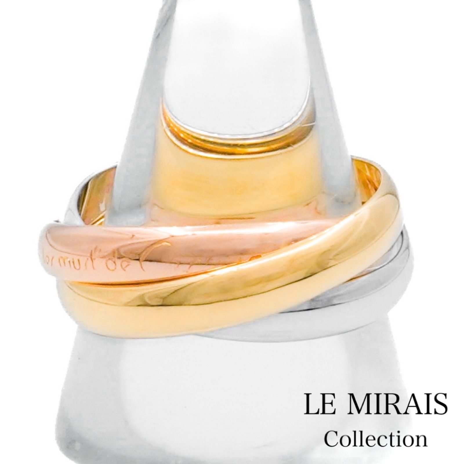 仕上済 カルティエ トリニティリング 16号 16 56 K 18 WG×K YG×K PG レディース リング 指輪 CARTIER