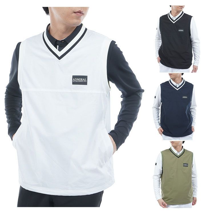 アドミラルゴルフ ベスト メンズ Vネック ウィンドベスト 撥水 ストレッチ ゴルフウェア ブランド ケーブル 春 秋 冬 ADMA 551 Admiral golf