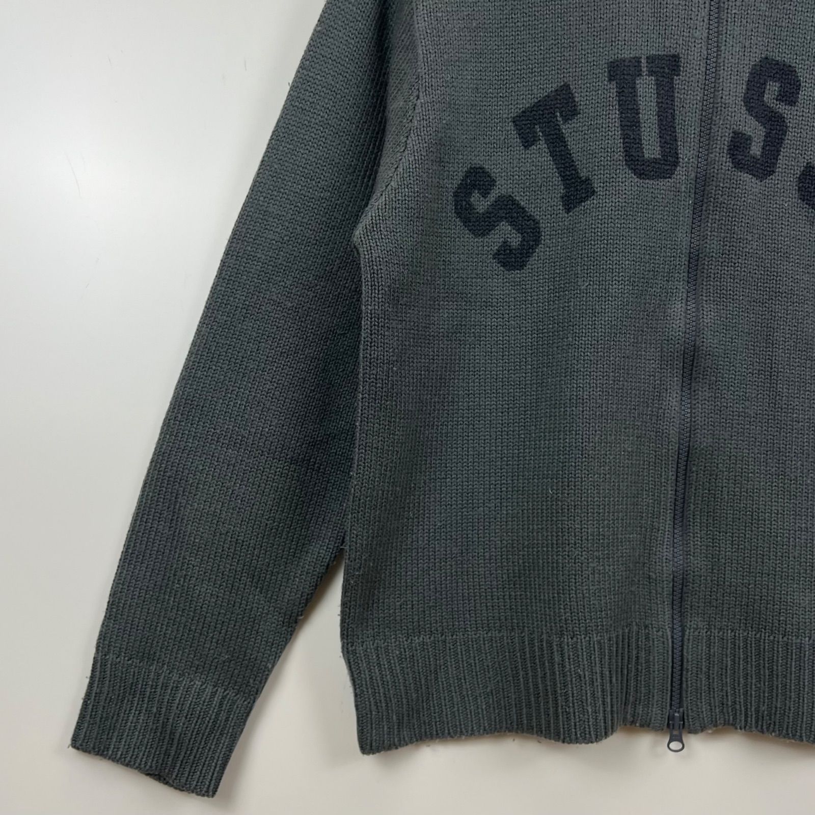 STUSSY 00s y2k archive acryl knit double zip hoodie S ステューシー