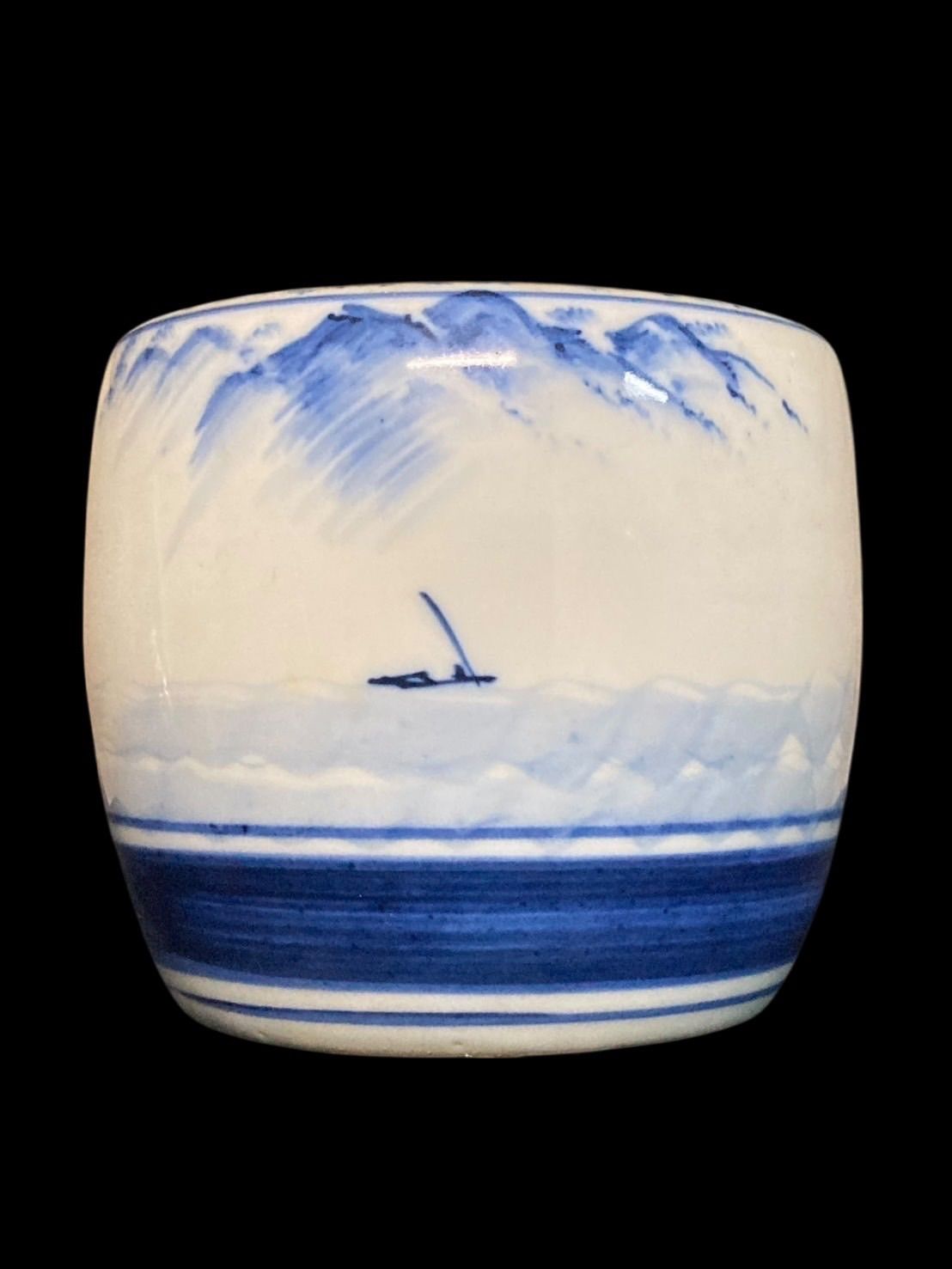 染付 そめつけ 陶器製火鉢 メダカ鉢 火鉢 花鉢 山水画 手焙 てあぶり