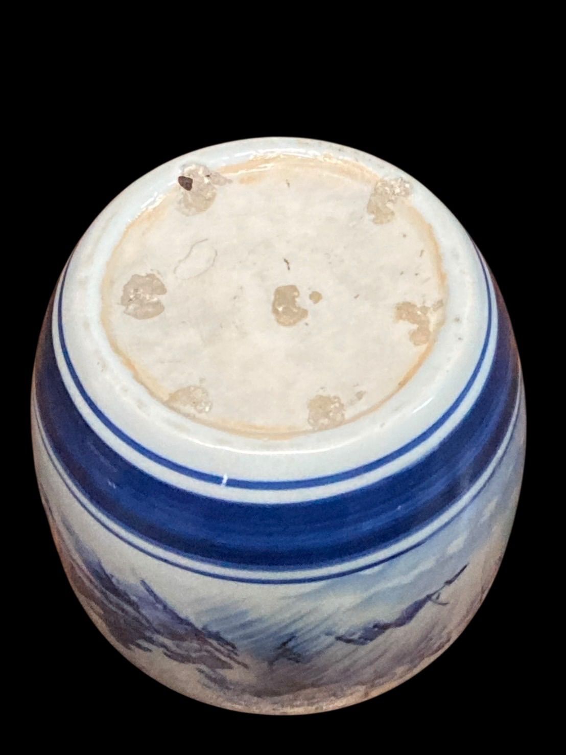 染付 そめつけ 陶器製火鉢 メダカ鉢 火鉢 花鉢 山水画 手焙 てあぶり