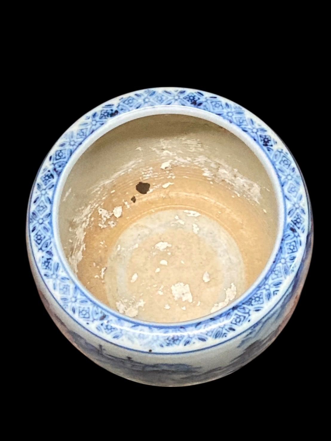 染付 そめつけ 陶器製火鉢 メダカ鉢 火鉢 花鉢 山水画 手焙 てあぶり