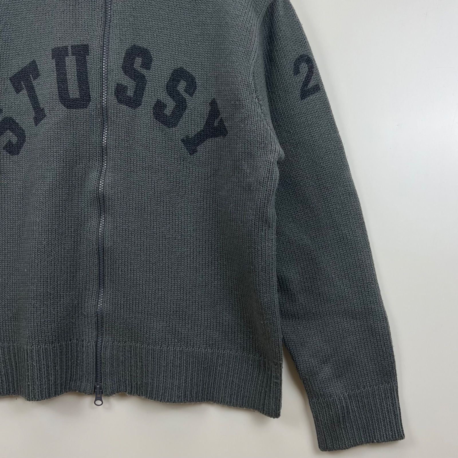 STUSSY 00s y2k archive acryl knit double zip hoodie S ステューシー