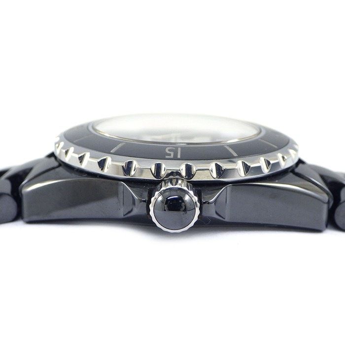 シャネル CHANEL 腕時計 J 12 H 0682 ブラック文字盤 回転ベゼル セラミック SS クオーツアナログ