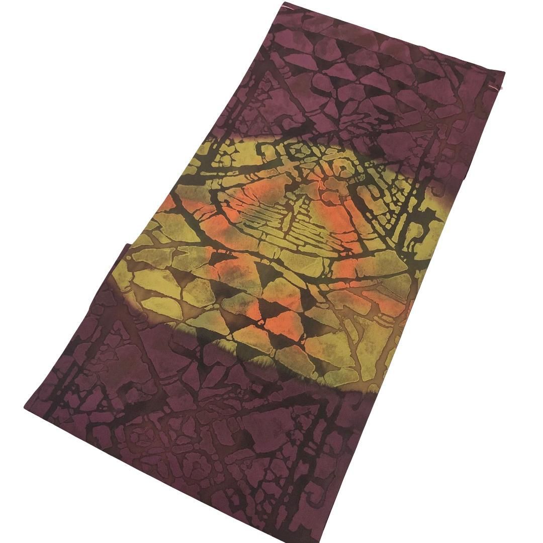 名古屋帯 塩瀬 抽象柄 赤紫色 O-5798 - メルカリ