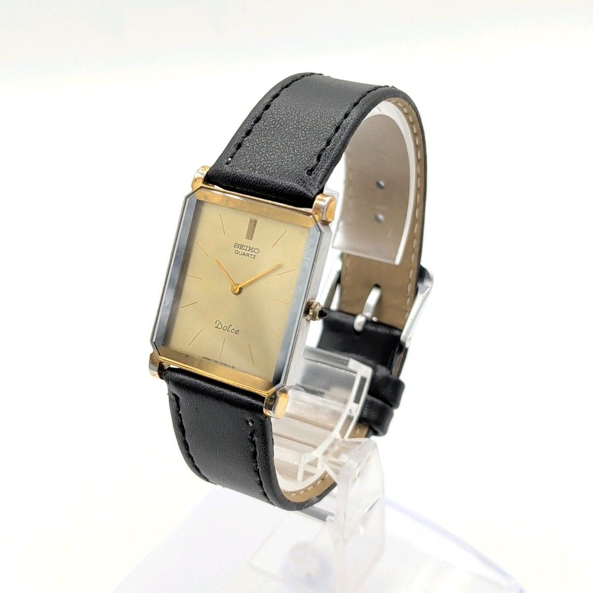 稼働美品 セイコードルチェ メンズ腕時計 スクエア ゴールド 7730-5020 SEIKO DOLCE 7730-5020 Watch QZ Men's Square Silver Gold Combi Y2K