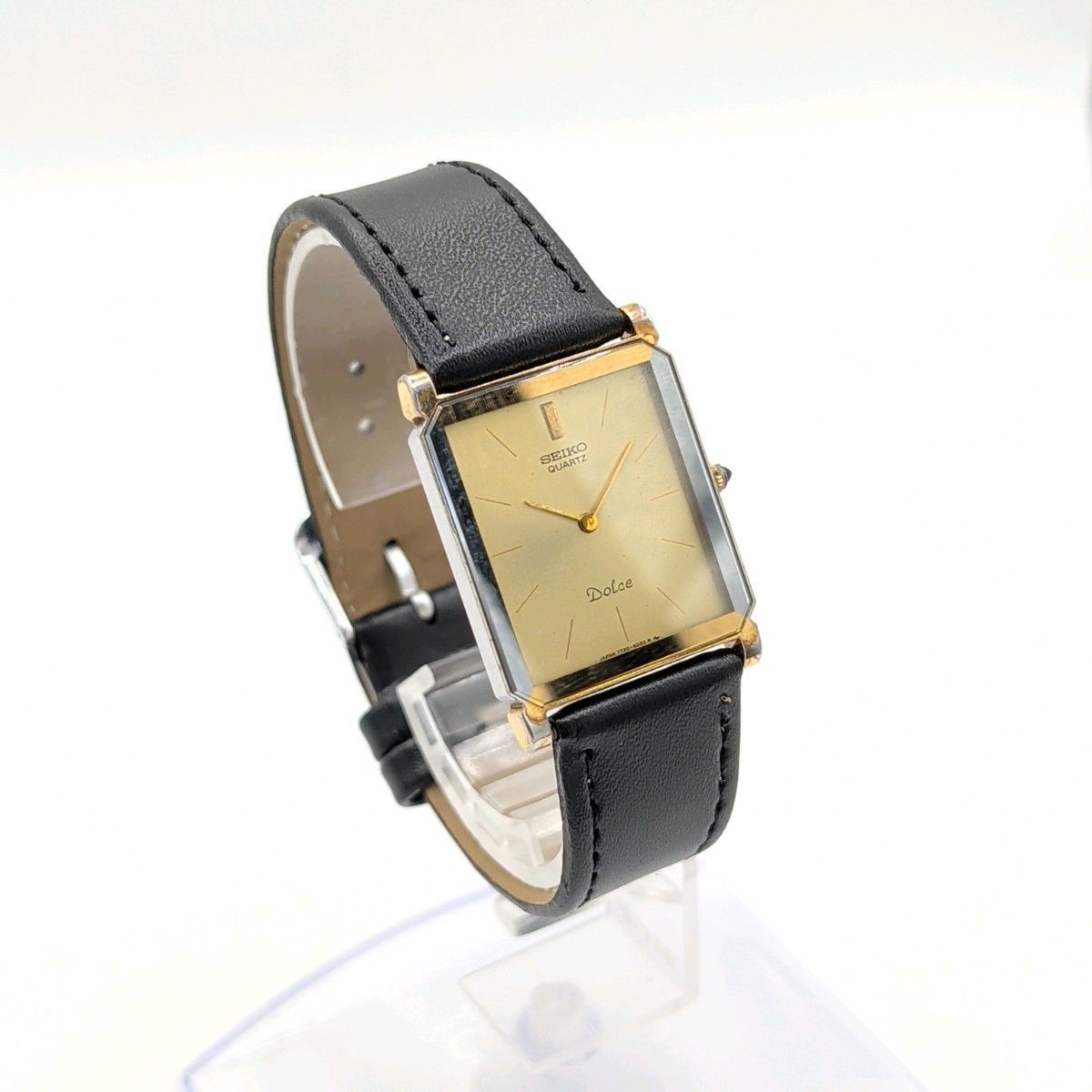 SEIKO DOLCE 7730-5020 Watch QZ Men's Square Silver Gold Combi Y2K