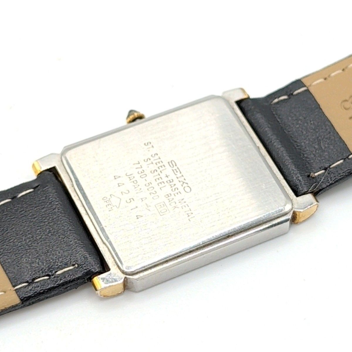 SEIKO DOLCE 7730-5020 Watch QZ Men's Square Silver Gold Combi Y2K