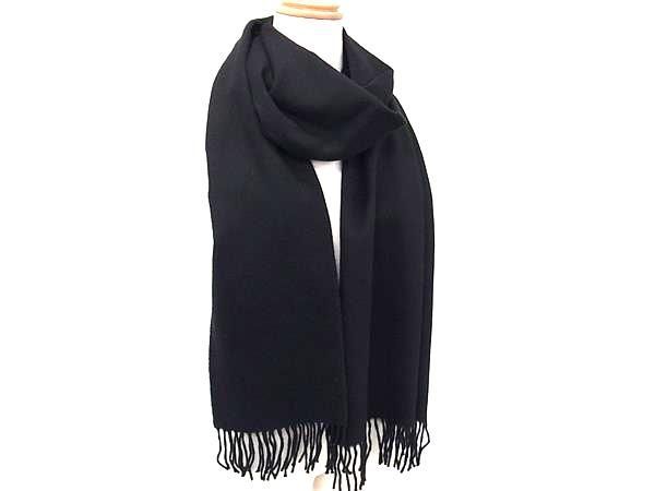Johnstons of Elgin ジョンストンズ オブ エルガン カシミヤ フリンジ マフラー ストール ブラック系 FJ 5139