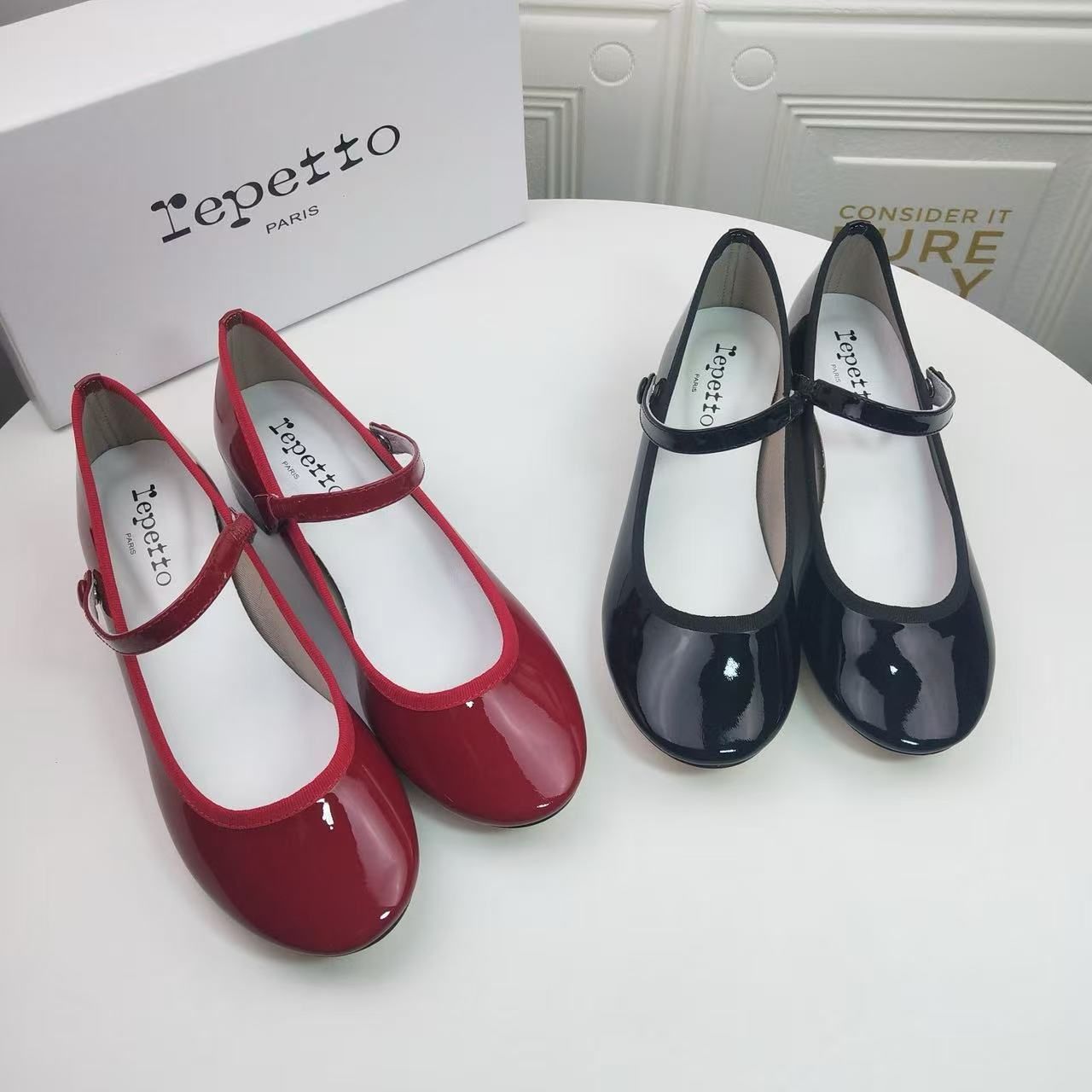 レペット repetto パテントレザー ストラップ バレエシューズ フラットパンプス
