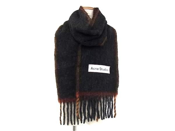 Acne studios アクネステュディオス アルパカ×ウール フリンジ マフラー ストール ショール ブラック系 FR 2216