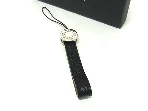 BVLGARI ブルガリ ビーゼロワン レザー ストラップ キーホルダー チャーム メンズ シルバー系×ブラック系 FP 6396