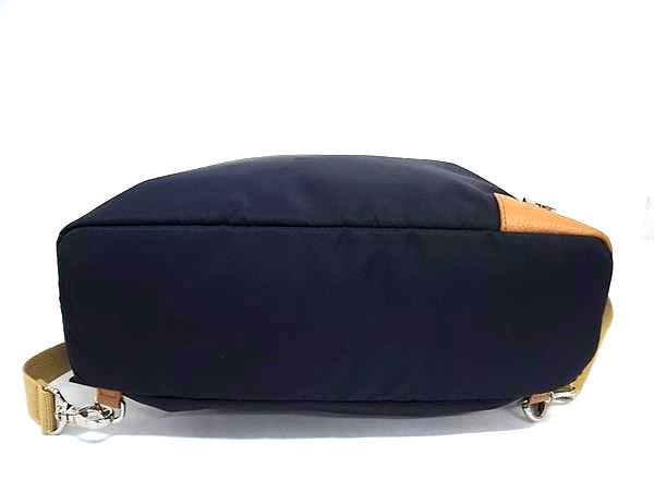 ■新品同様■ Orobianco オロビアンコ ナイロン×レザー 2WAY リュックサック デイパック ショルダーバッグ ネイビー系 BQ1670 □新品同様□ Orobianco オロビアンコ ナイロン×レザー 2WAY リュック